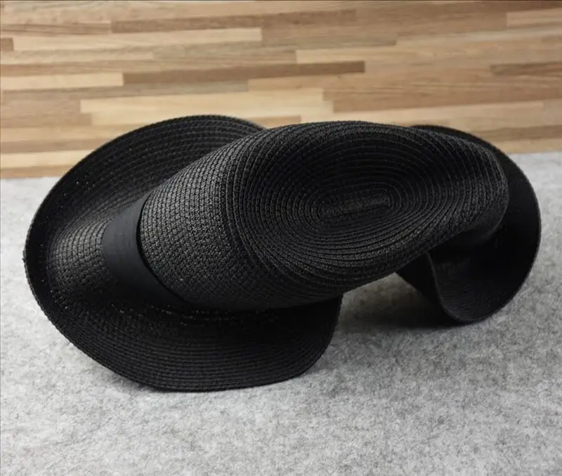 Male Foldable Big Head Straw Hat Panama Summer Outdoors Cowboy Hat Sandy Beach Sun Hats Man Plus Size Fedora Hat 57CM 60CM 64CM