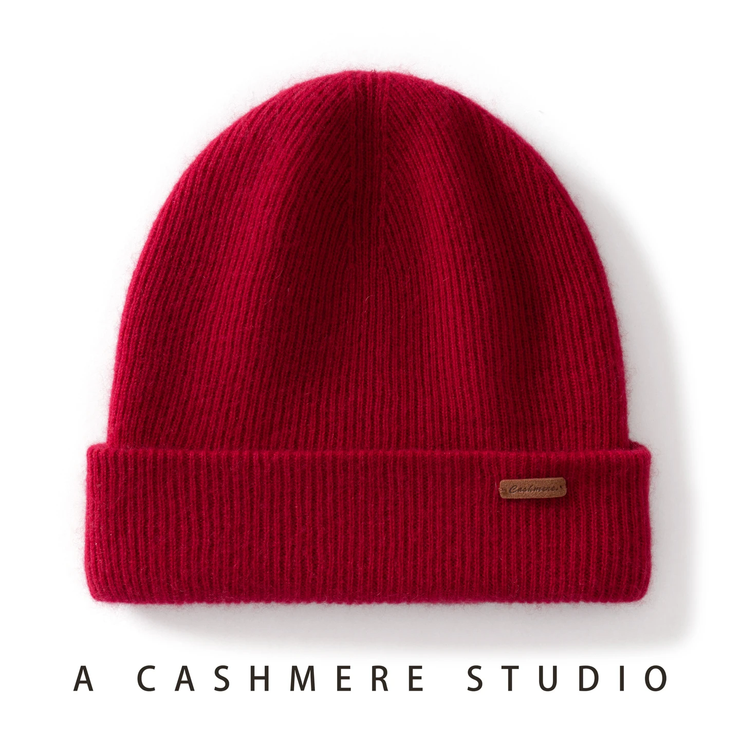 100% Cashmere Hat For Women Men Outdoor 2-Layer Thickened Warm Winter Hats Solid Caps Knit Seamless Beanie Hat Unisex