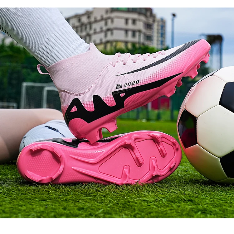 Fashion Pink Soccer Boots Men Professional Lightweight Sock Men’s Football Shoe Outdoor Non-slip Original Football Boot Sneakers