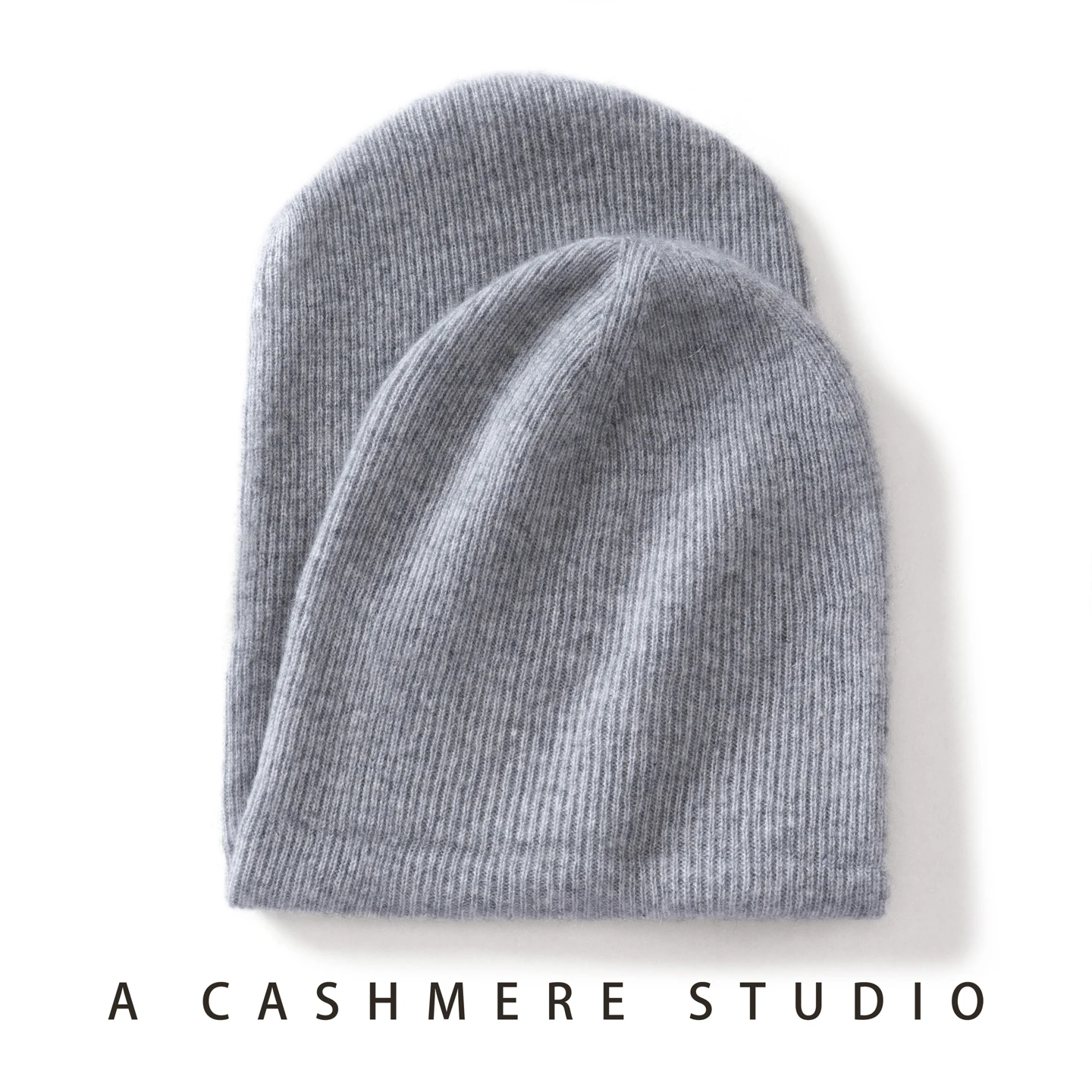 100% Cashmere Hat For Women Men Outdoor 2-Layer Thickened Warm Winter Hats Solid Caps Knit Seamless Beanie Hat Unisex