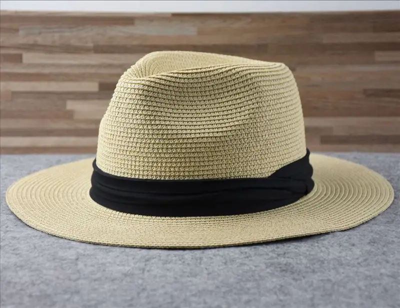 Male Foldable Big Head Straw Hat Panama Summer Outdoors Cowboy Hat Sandy Beach Sun Hats Man Plus Size Fedora Hat 57CM 60CM 64CM