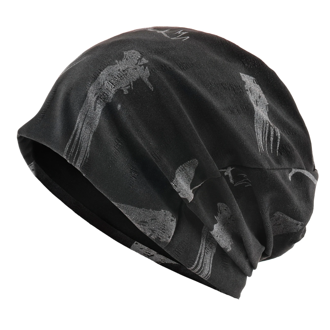 Unisex Chinese-Style Letter-Print Slouchy Beanie Men Women Fashion Loose Style Bonnet Cap Spring Autumn Casual Sport Hats
