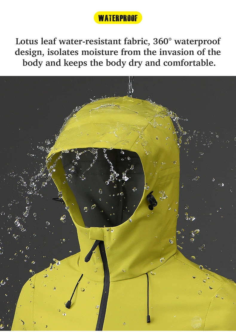JNLN Women Men Waterproof Jacket Hiking Camping Trekking Windbreaker Unisex Outdoor Sporty Rain Coat Hooded Climbing Clothes